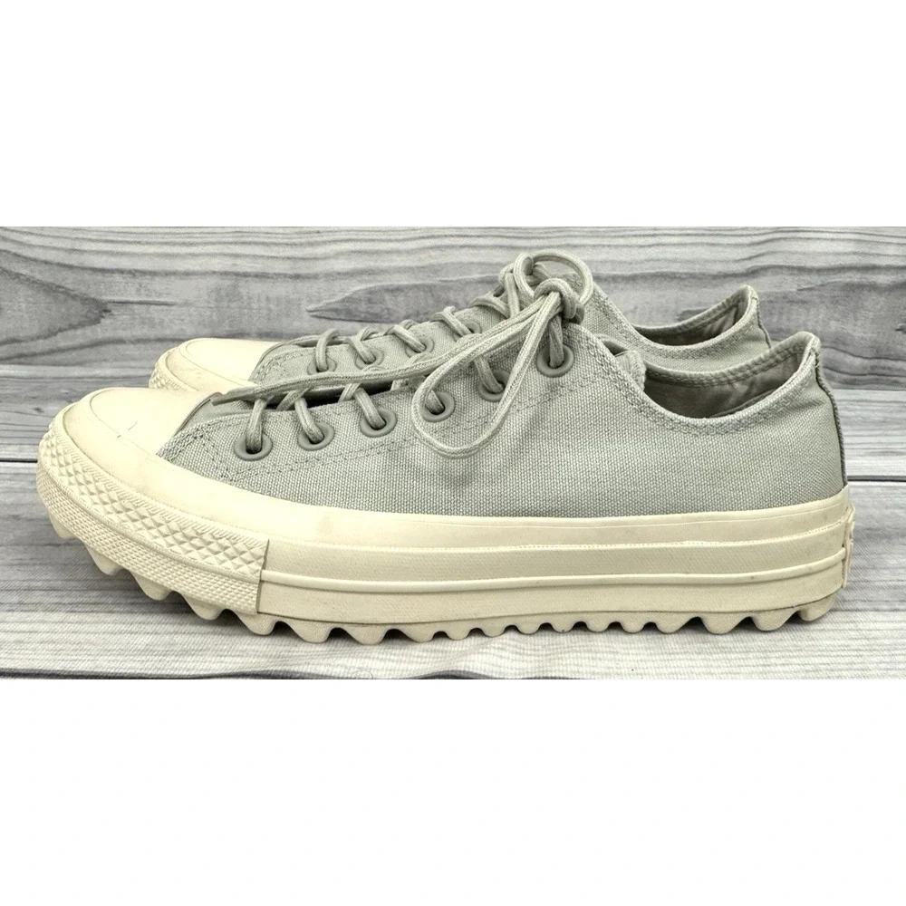 CONVERSE CHUCK TAYLOR ALL STAR LIFT RIPPLE OX SNEAKERS  Women's  8  GREY NATURAL
